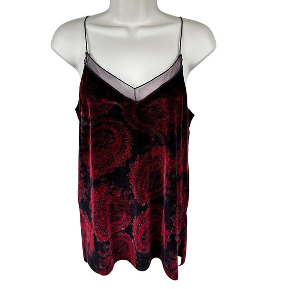Free People Drippy Velvet Tank Top Cami Paisley Purple Red XS Boho Goth Vamp - Picture 2 of 12